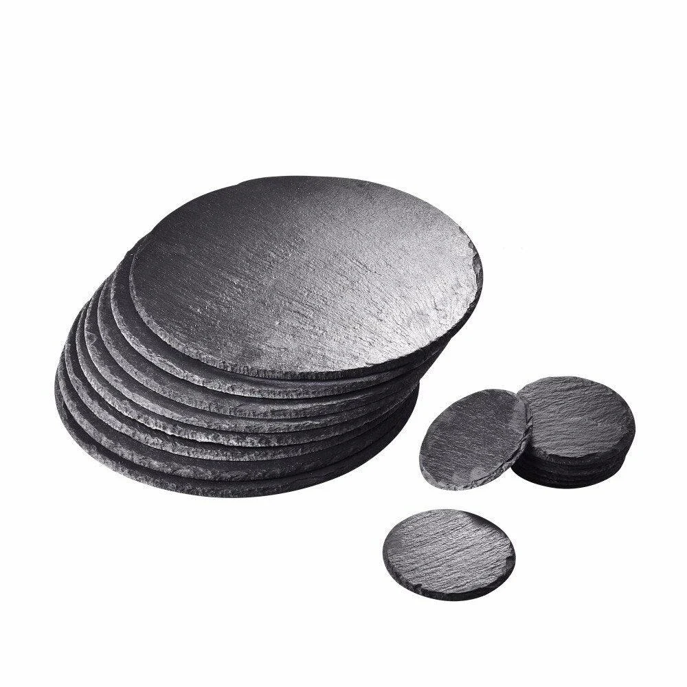 16 PCS Round Natural Slate Coasters and Placemats -  - #tag1#
