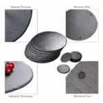 16_PCS_Round_Natural_Slate_Coasters_and_Placemats_-_-_tag1_-4116708 16 PCS Round Natural Slate Coasters and Placemats tag1