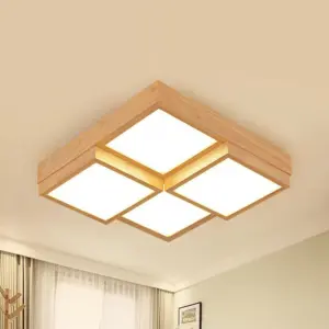 Wooden LED Ceiling Lamp - 4/6/9 Light Warm/White/Natural