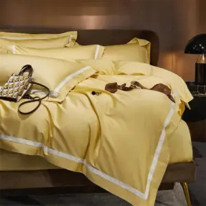 Homeko Gold Contrasting Hotel Stripe Bedding Set