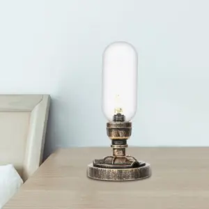 RoboGlow - Modern Table Lamp with Industrial Design and Metal Pipe