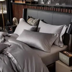 Homeko Light Grey Silky Soft Egyptian Cotton Bedding Set