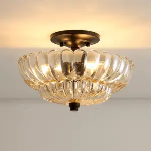 Homeko Amber Glass Semi-Flush Ceiling Light