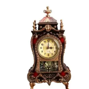 Table Clock - Antique Clock House - Classic Decoration - Living Room - Hallway - Vintage Style - 33x16.6cm