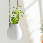 1PC Home Garden Balcony Ceramic Hanging Planter Macrame Plant Flower Pot Vase with Twine Indoor Outdoor
