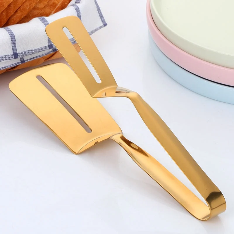 1pc Cookware Steak Tong Gold Bread Clip Grill Accessory Kitchen Tongs Solid Stainless Steel Food Cooking