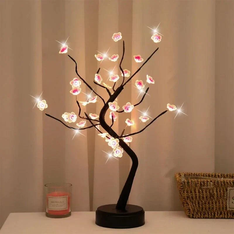 1pc Roze Kersenbloesem 36 Led Bonsai Boom Lichte Boomlampen Voor Woonkamer Schattig Nachtlampje Voor Thuisbruiloften Kerstversiering