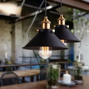 1Pcs Black 8 3/4" Wide Vintage Adjustable Industrial Pendant Light