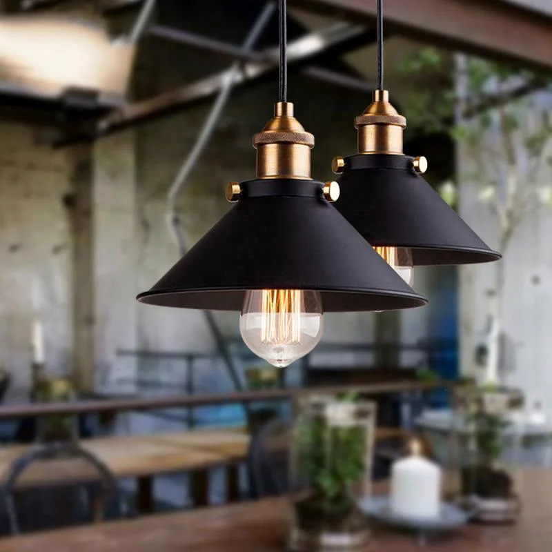 1Pcs Black 8 3/4" Wide Vintage Adjustable Industrial Pendant Light -  - #tag1#