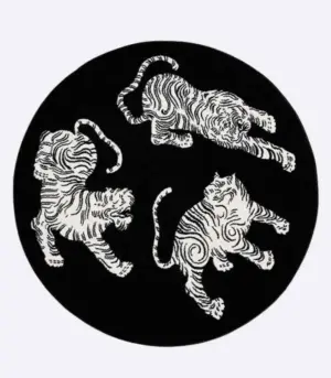 Modern Round Tiger Rug Indoor Decorative Black & White