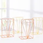 1 1 Pc Book Support Stand Creative Diamond Shaped Metal Bookends Desk Organizer Storage Shelf