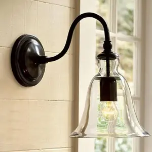 VintageGlow - Industrial wall lamp in vintage style with one clear glass clock