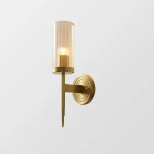 Homeko Brass Sconce Ribbed Long Glass Wall Lights For Living Room