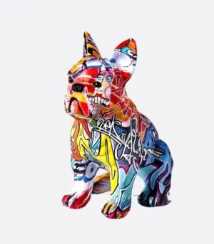 French Bulldog Sculpture Graffiti Style Living Room Decoration Resin
