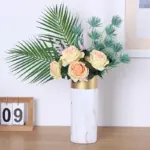 1 Creative Nordic vase Decoration living room ceramics Golden rim Marble Modern home accessories flower vases for
