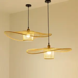 Homeko Bamboo Woven Wicker Handmade Rattan Pendant Light