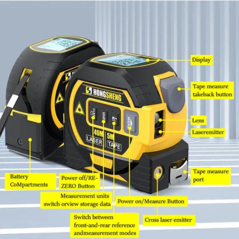 1pc 131FT/197FT 3 In 1 Infrared Laser Tape Without Battery, Digital Display, Measuring Tool -  - #tag1#