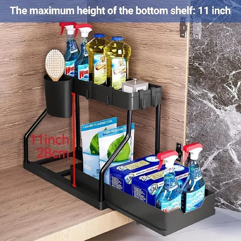 1pc 2-Tier Sliding Under Sink Organizers And Storage -  - #tag1#