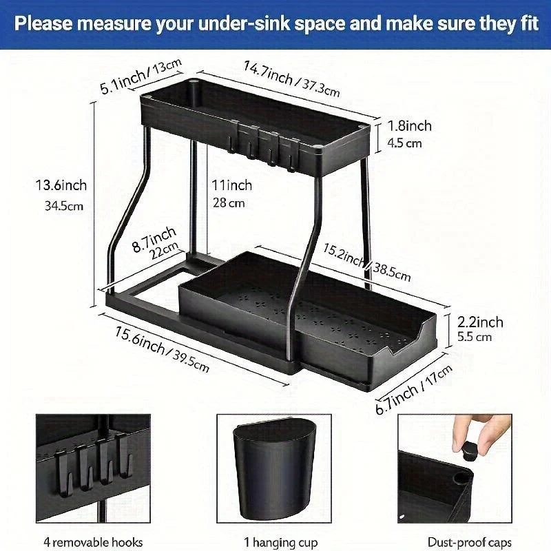 1pc 2-Tier Sliding Under Sink Organizers And Storage -  - #tag1#