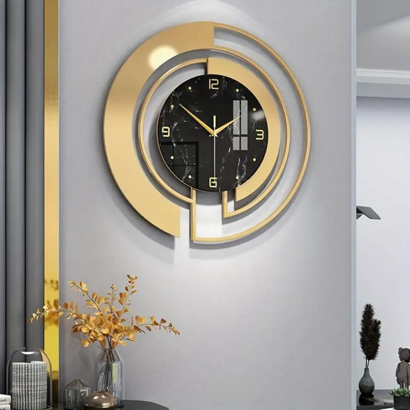 1pc 23.6 19.7 17.7inch Golden Creative Design Metal Silent Wall Clock tag1