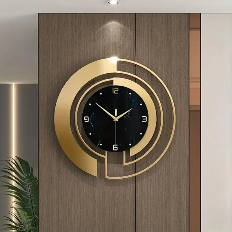 1pc 23.6 19.7 17.7inch Golden Creative Design Metal Silent Wall Clock tag1