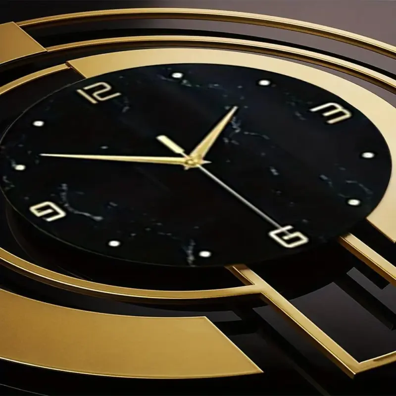 1pc 23.6 19.7 17.7inch Golden Creative Design Metal Silent Wall Clock tag1