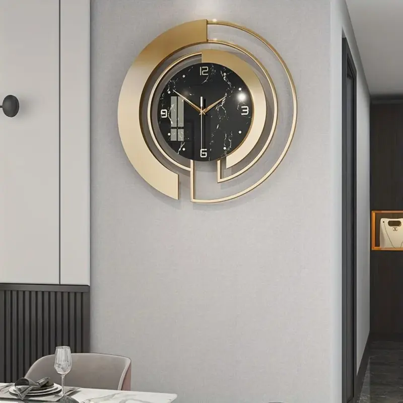 1pc 23.6 19.7 17.7inch Golden Creative Design Metal Silent Wall Clock tag1