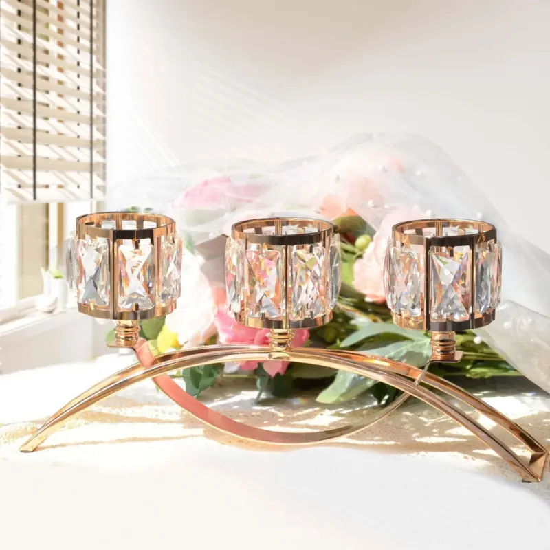 1pc 3 Arms Crystal Candle Holders Arch Candlestick Table Candelabras Centerpieces Home Decoration Perfect Gift tag1