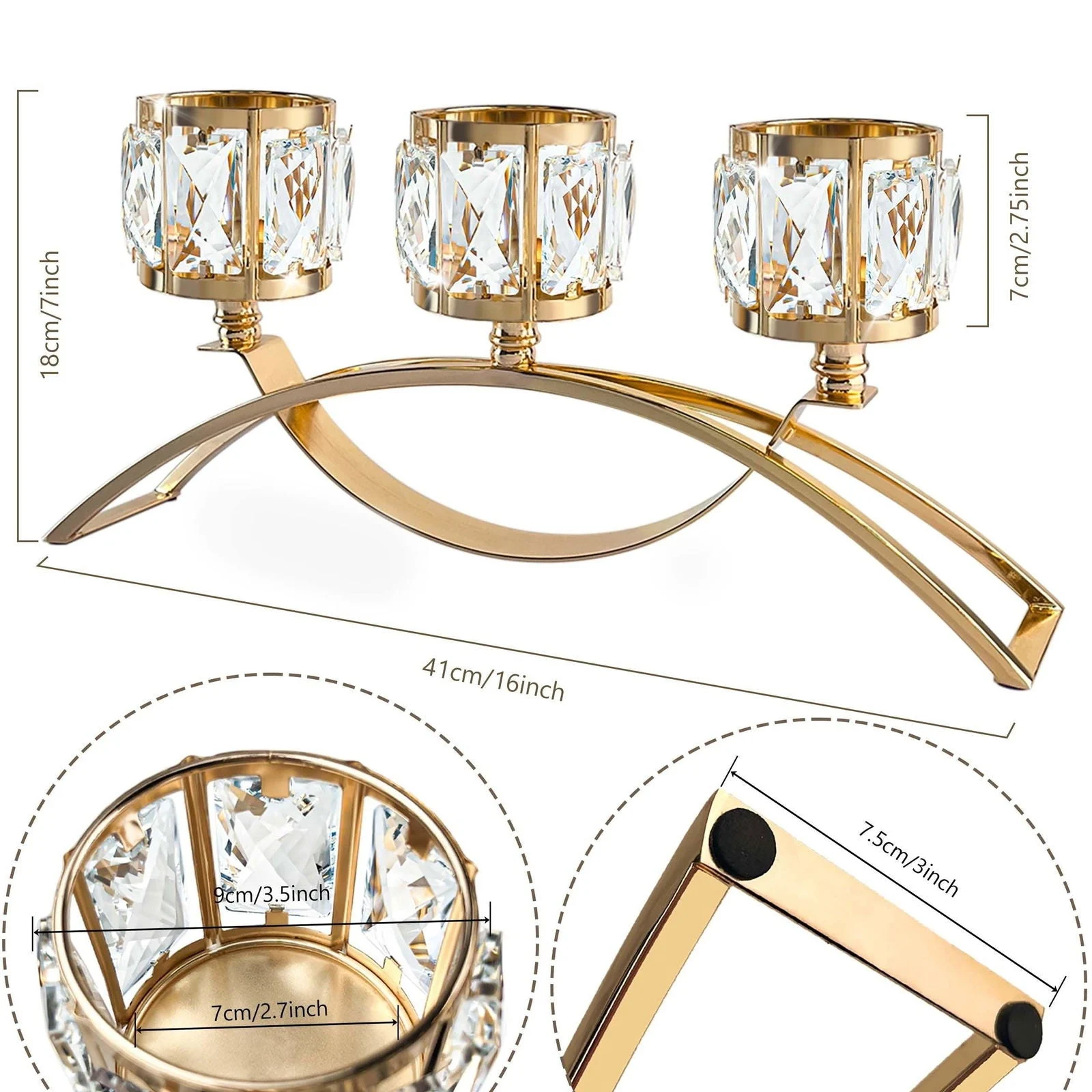 1pc 3 Arms Crystal Candle Holders, Arch Candlestick Table Candelabras Centerpieces  Home Decoration, Perfect Gift -  - #tag1#