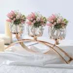 1pc 3 Arms Crystal Candle Holders Arch Candlestick Table Candelabras Centerpieces Home Decoration Perfect Gift tag1