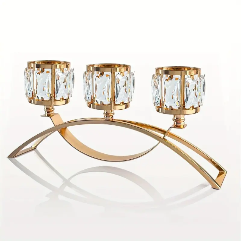 1pc 3 Arms Crystal Candle Holders Arch Candlestick Table Candelabras Centerpieces Home Decoration Perfect Gift tag1