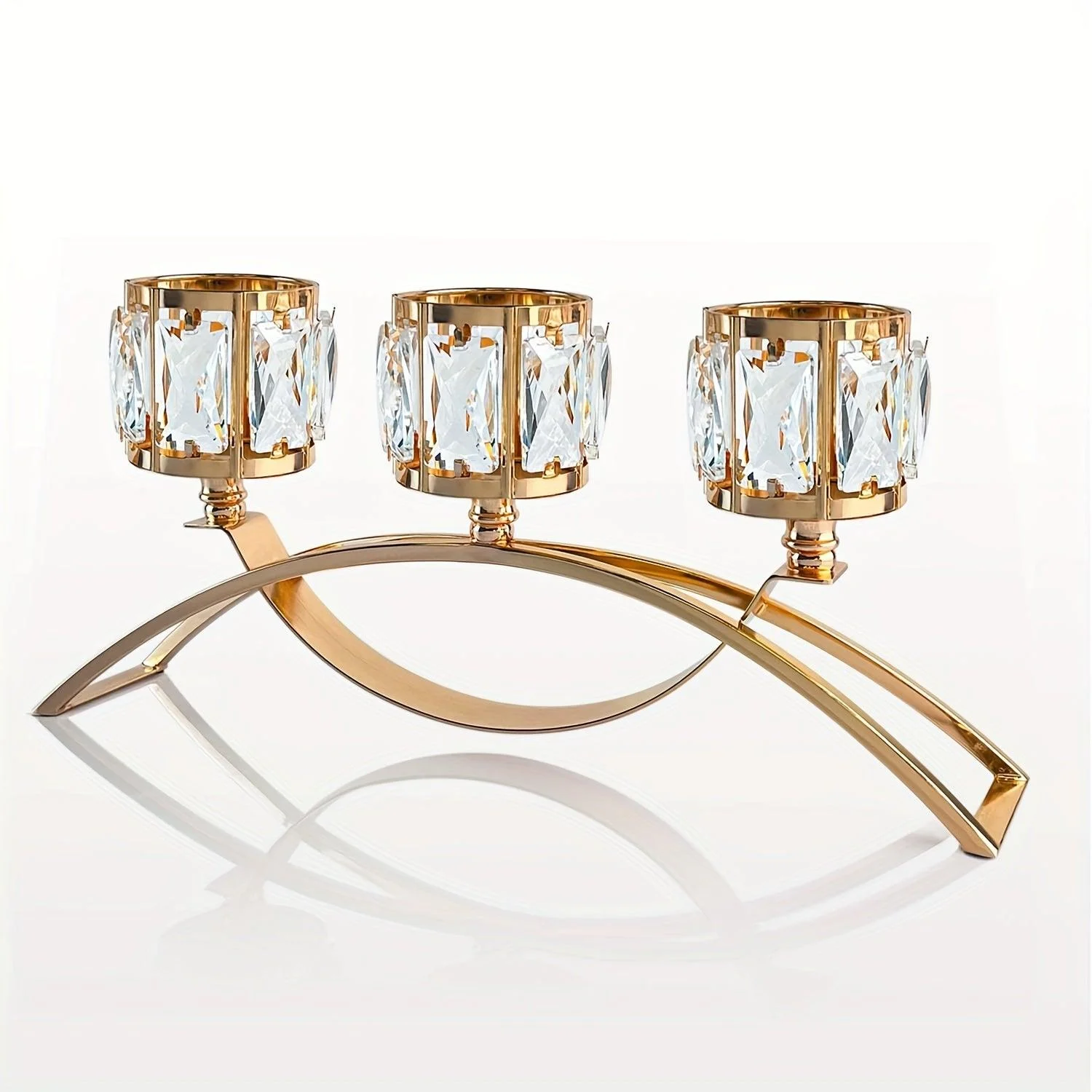 1pc 3 Arms Crystal Candle Holders, Arch Candlestick Table Candelabras Centerpieces  Home Decoration, Perfect Gift -  - #tag1#