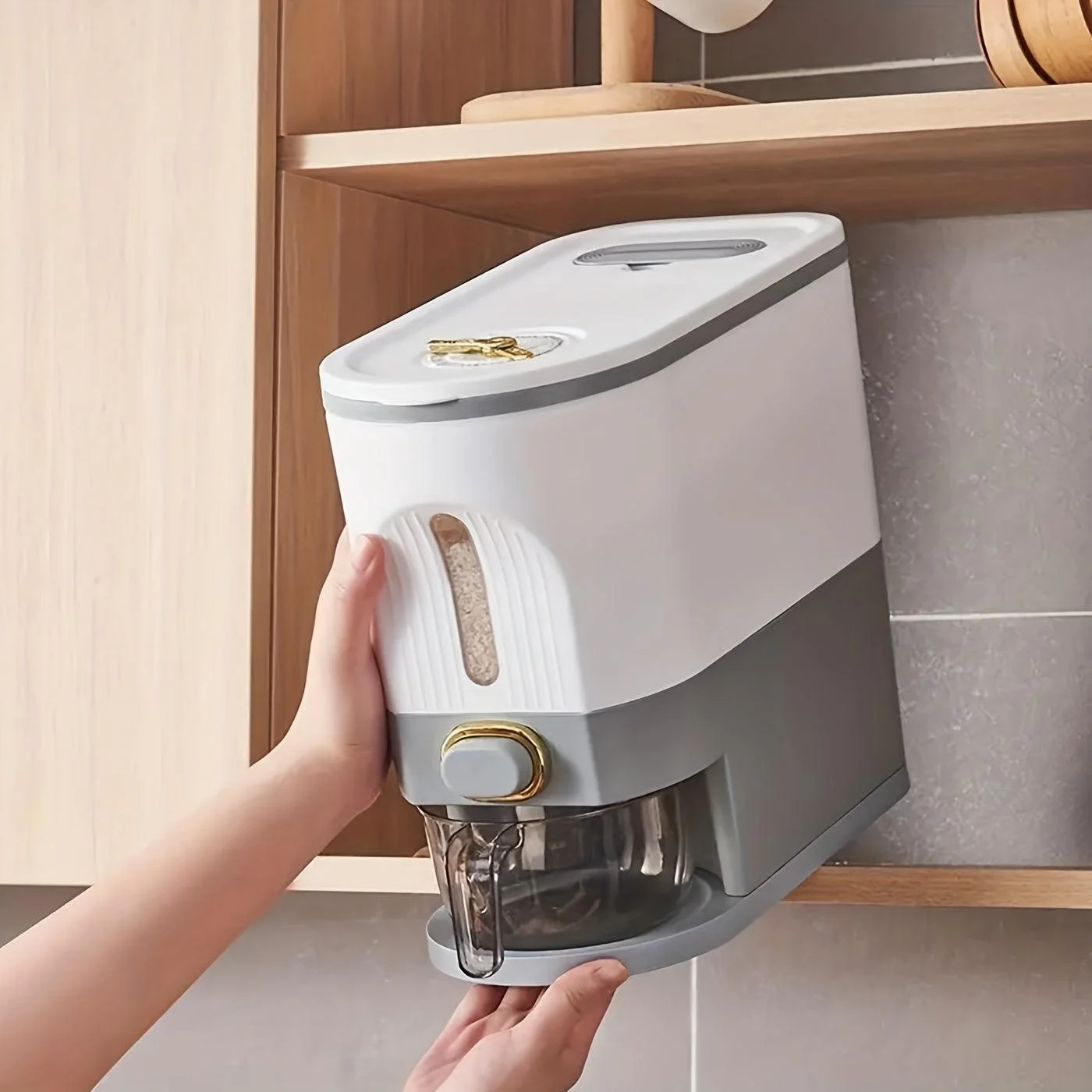 1pc Automatic Output Rice Bucket  Kitchen Supplies -  - #tag1#