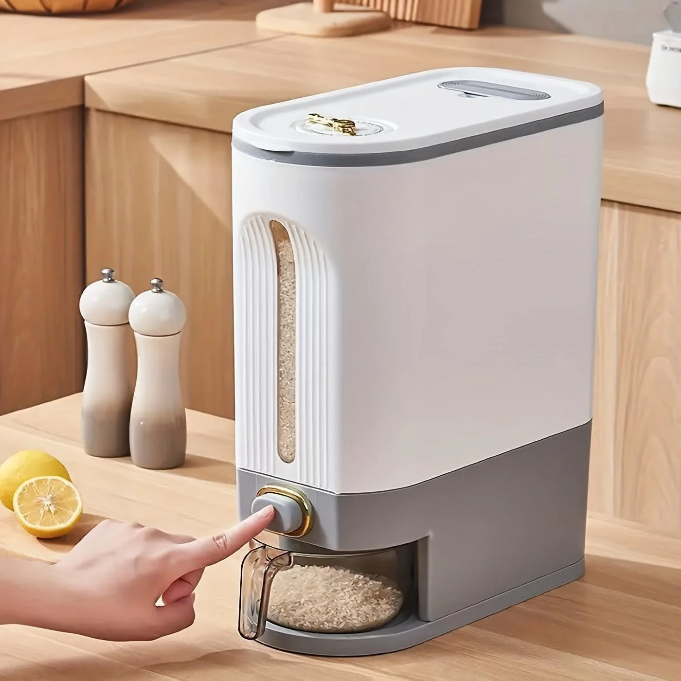 1pc Automatic Output Rice Bucket  Kitchen Supplies -  - #tag1#