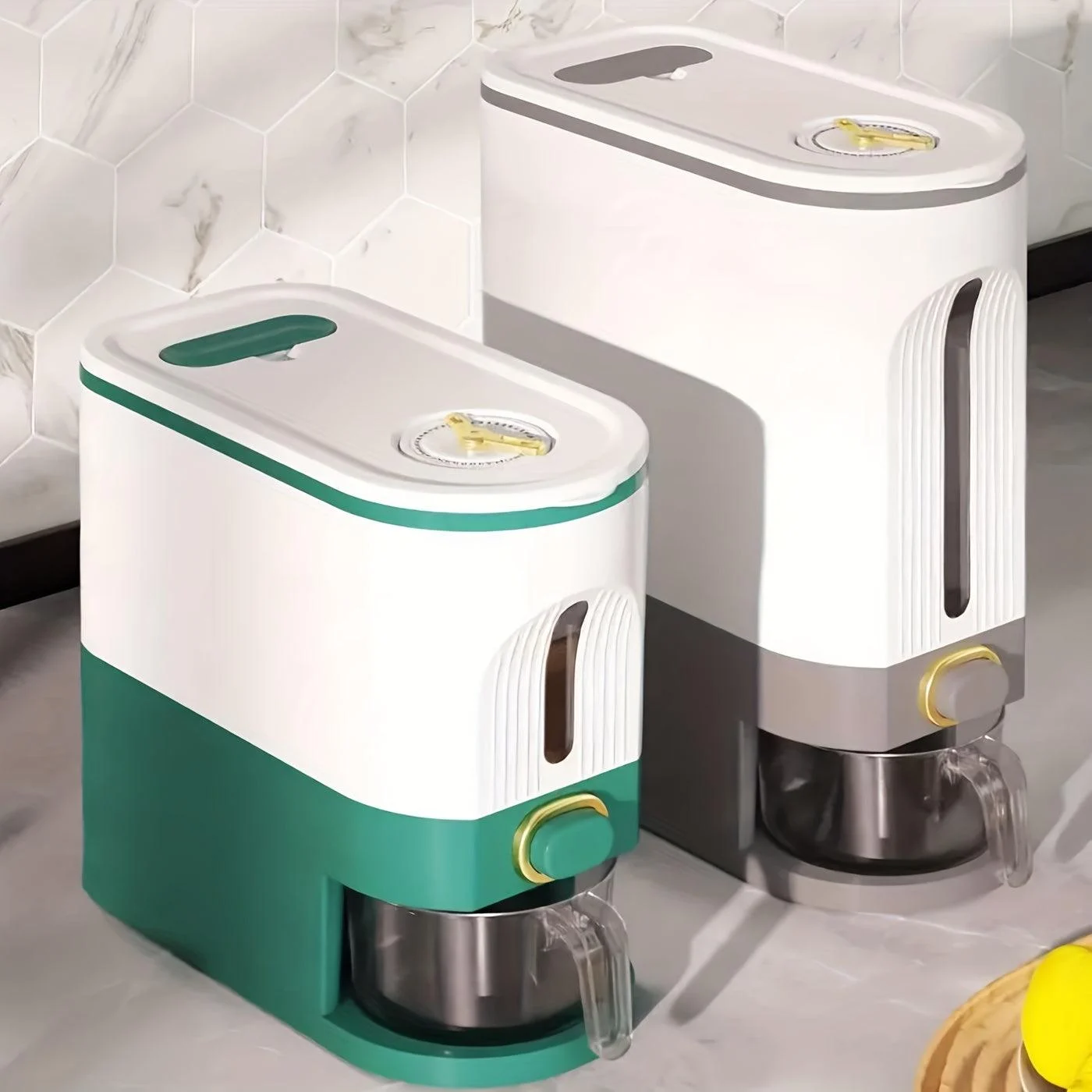 1pc Automatic Output Rice Bucket  Kitchen Supplies -  - #tag1#