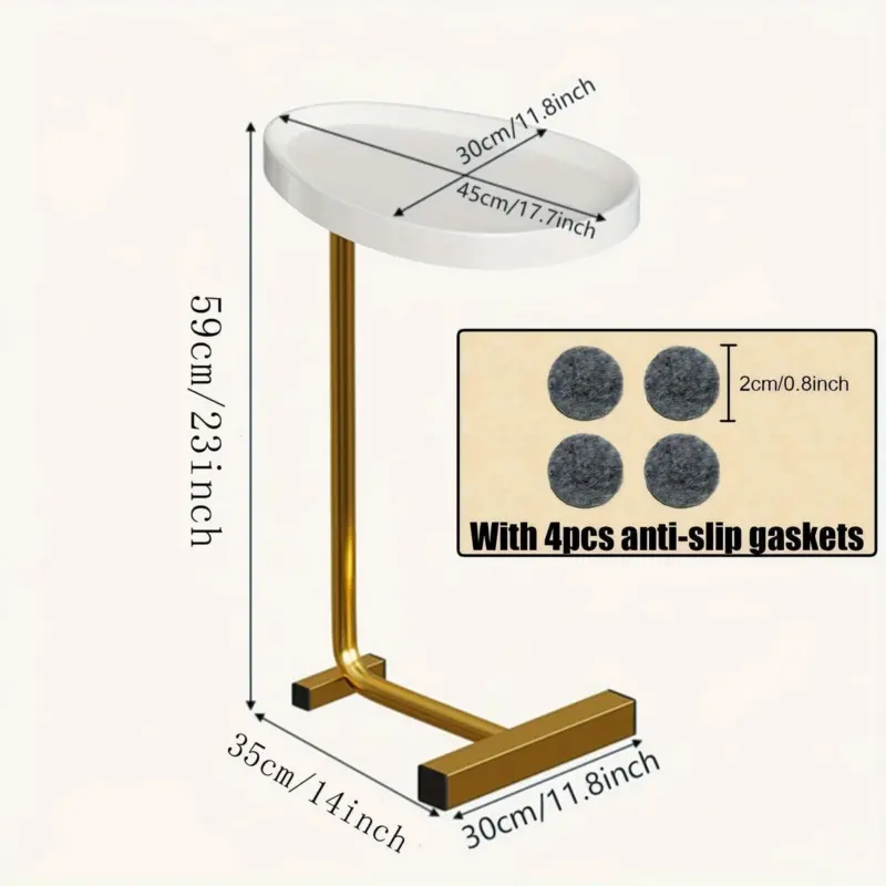 1pc C Shaped Snack Table End Side Table Slide Under Couch For Sofa Coffee Laptop Living Room Bedroom Small Space tag1