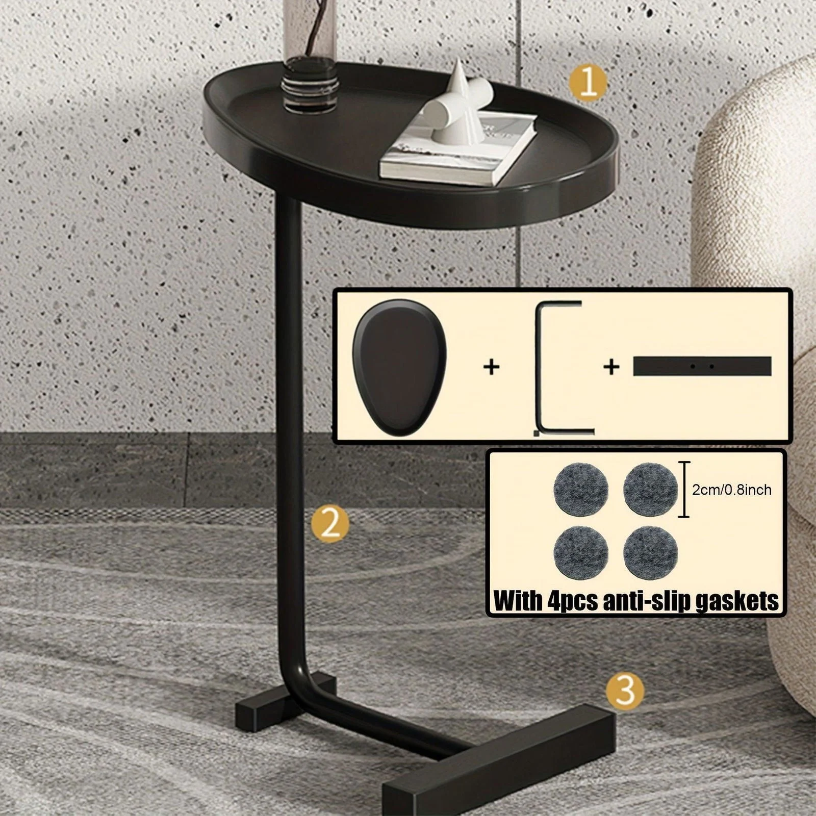 1pc, C Shaped Snack Table,  End Side Table Slide Under Couch For Sofa Coffee Laptop Living Room Bedroom Small Space -  - #tag1#