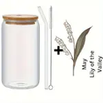 1pc DIY Personalized Birth Flower Coffee Cup Birth Flower Glass Tumbler Suitable As Gift tag1