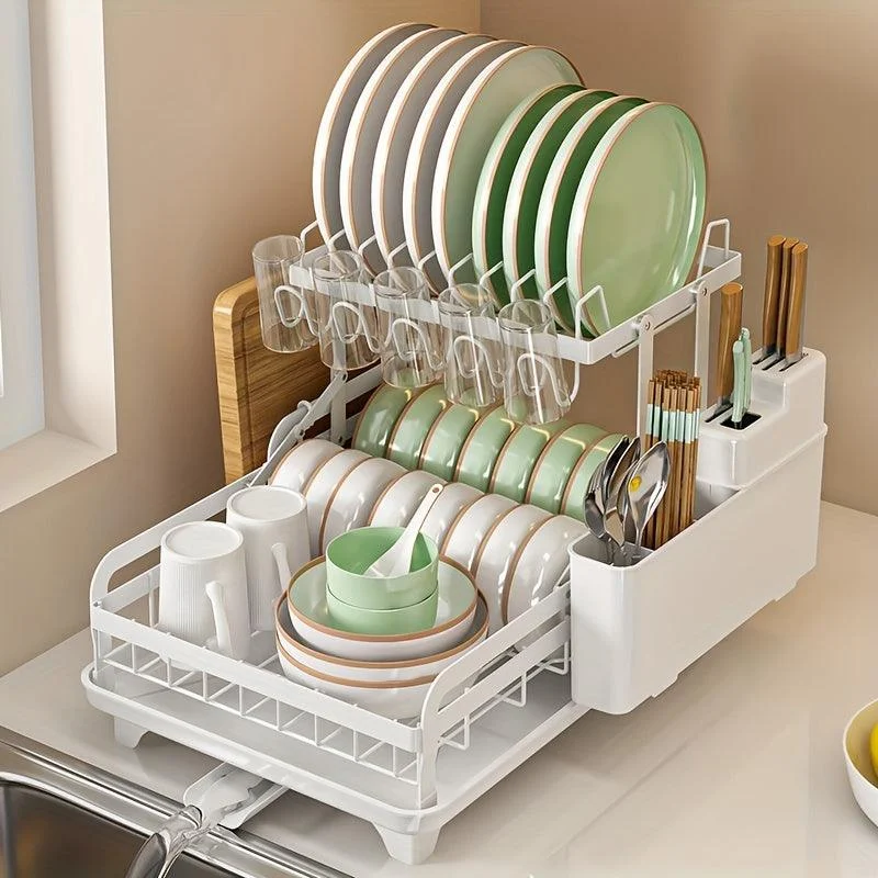 1pc Dish And Bowl Drying Rack For Kitchen, Dish Drying Rack Over The Sink, Adjustable Dish Drying Rack -  - #tag1#