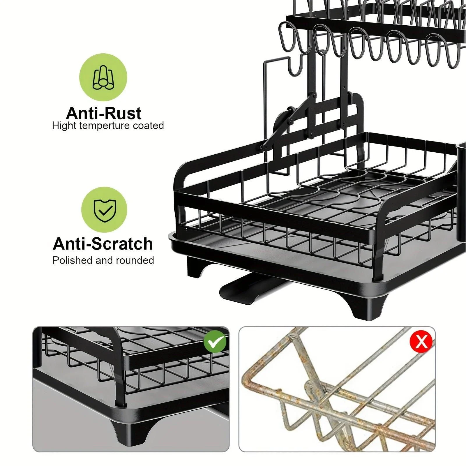 1pc Dish And Bowl Drying Rack For Kitchen, Dish Drying Rack Over The Sink, Adjustable Dish Drying Rack -  - #tag1#