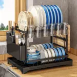 1pc Dish Drying Rack For Kitchen Counter Over The Sink Detachable Larger Capacity 2 Tier Dish Drying Rack tag1