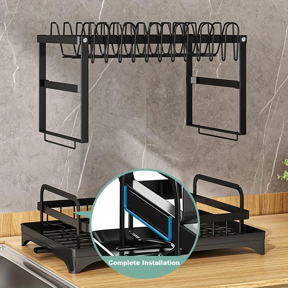 1pc Dish Drying Rack For Kitchen Counter Over The Sink, Detachable Larger Capacity 2-Tier Dish Drying Rack -  - #tag1#
