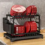 1pc Dish Drying Rack For Kitchen Counter Over The Sink Detachable Larger Capacity 2 Tier Dish Drying Rack tag1