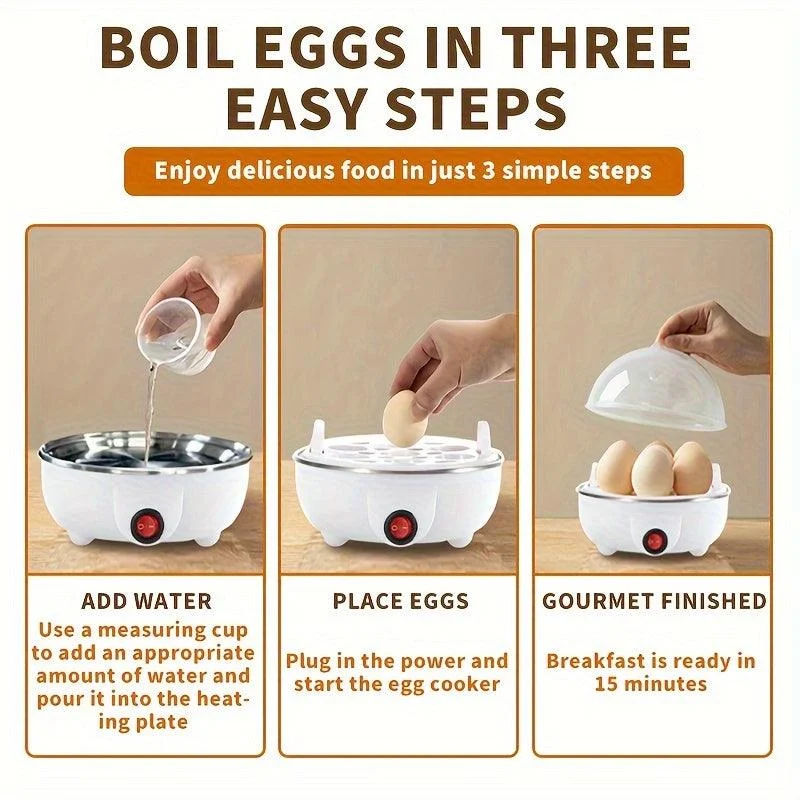 1pc Egg Cooker Automatic Power Off Home Small 1-person Multi-Functional Steamed -  - #tag1#