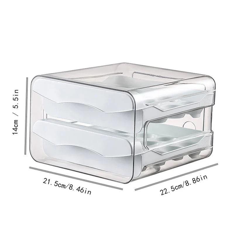 1pc Kitchen Double Layers Egg Storage Box, 32 Compartment Household Drawer Refrigerator Transparent Preservation Box That Can Be Stacked With Egg Tray An -  - #tag1#