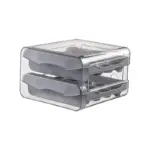 1pc Kitchen Double Layers Egg Storage Box 32 Compartment Household Drawer Refrigerator Transparent Preservation Box That Can Be Stacked With Egg Tray An tag1