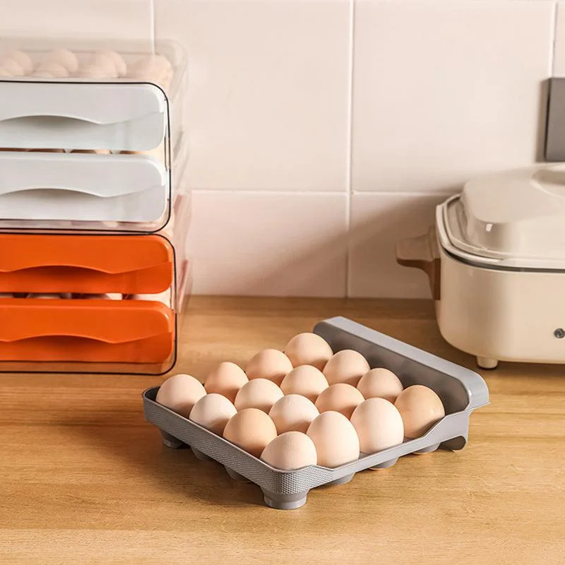 1pc Kitchen Double Layers Egg Storage Box, 32 Compartment Household Drawer Refrigerator Transparent Preservation Box That Can Be Stacked With Egg Tray An -  - #tag1#