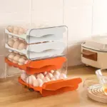 1pc Kitchen Double Layers Egg Storage Box 32 Compartment Household Drawer Refrigerator Transparent Preservation Box That Can Be Stacked With Egg Tray An tag1