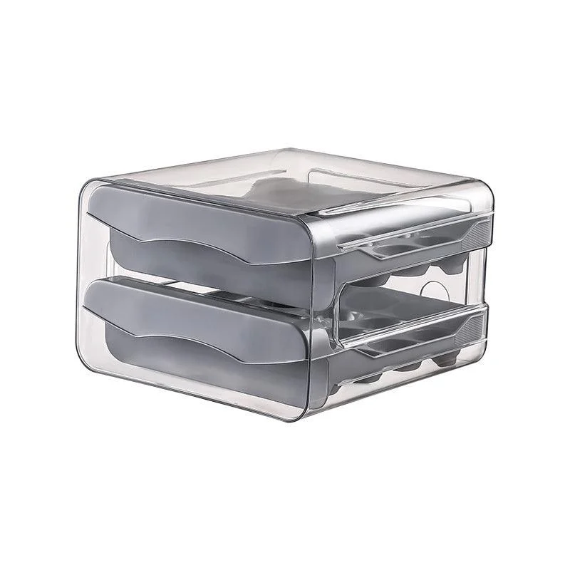 1pc Kitchen Double Layers Egg Storage Box, 32 Compartment Household Drawer Refrigerator Transparent Preservation Box That Can Be Stacked With Egg Tray An -  - #tag1#