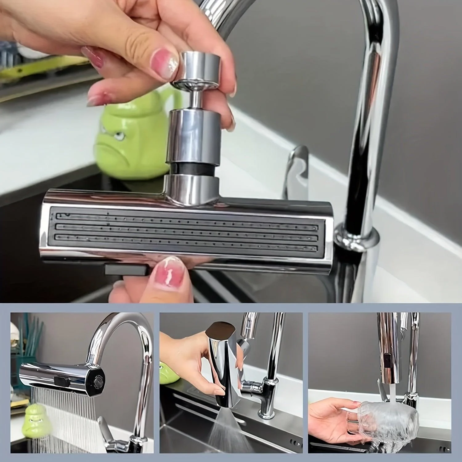 1pc Kitchen Faucet, Metal Faucets For Kitchen, Copper Made Waterfall Faucet With Multi-Directional Rotating -  - #tag1#